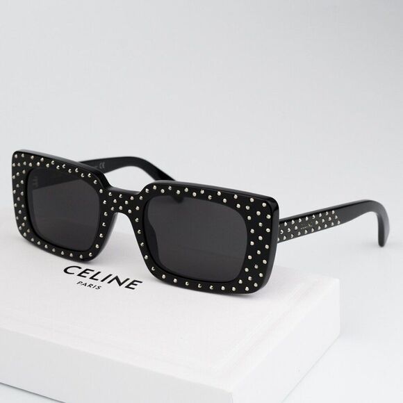 NEW Celine CL4213IS 01A ANIMATION XMAS Black Grey Rectangle Women Sunglasses - Picture 1 of 9